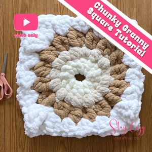 Chunky Granny Square Tutorial | Chenille Yarn | Hand Crochet | Video Only