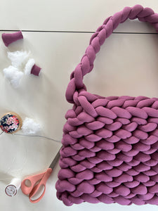 Hand Knit Handbag | Wisteria | Cotton