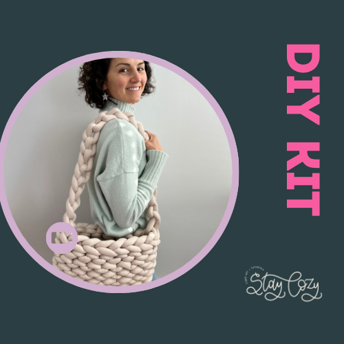 DIY Kit: Handbag | Video + PDF + Yarn | Hand Knitting | Tube Yarn