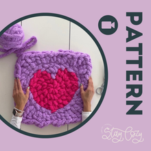 Load image into Gallery viewer, Heart Granny Square Pattern + Video Tutorial | Chenille Yarn | Hand Crochet | Full Resource Guide