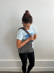 Hand Knit Handbag | Charcoal | Velvet