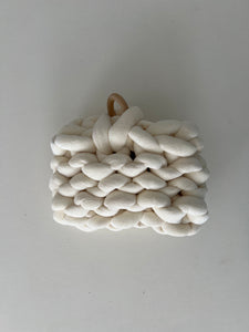 Hand Knit Clutch | Ivory | Velvet