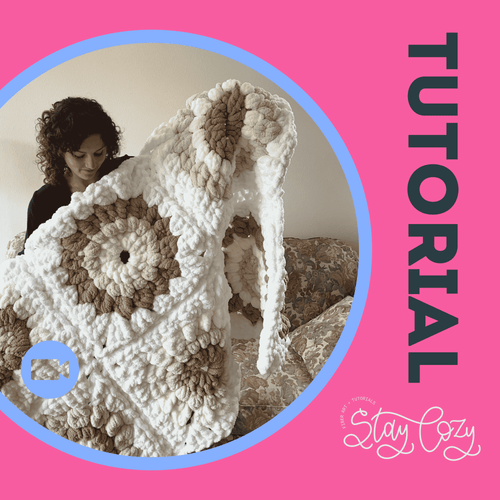 Chunky Granny Square Tutorial | Sunburst | Chenille Yarn | Hand Crochet | Video + PDF
