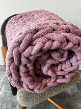 Load image into Gallery viewer, Mauve Weighted Blanket, Bouclé Tube Yarn, 12 lbs+