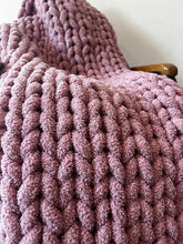 Load image into Gallery viewer, Mauve Weighted Blanket, Bouclé Tube Yarn, 12 lbs+