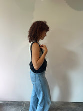 Load image into Gallery viewer, Round Mini Bag, Purse, Hand Crocheted, Matte Black Pleather Tube Yarn