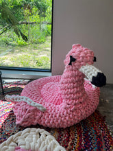 Load image into Gallery viewer, Jumbo Flamingo “Floatie” Lounger with removable pouf center