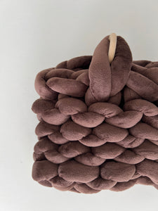 Hand Knit Clutch | Chocolate | Velvet