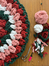 Load image into Gallery viewer, Granny Tree Skirt Pattern + Video Tutorial | Chenille Yarn | Hand Crochet | Full Resource Guide