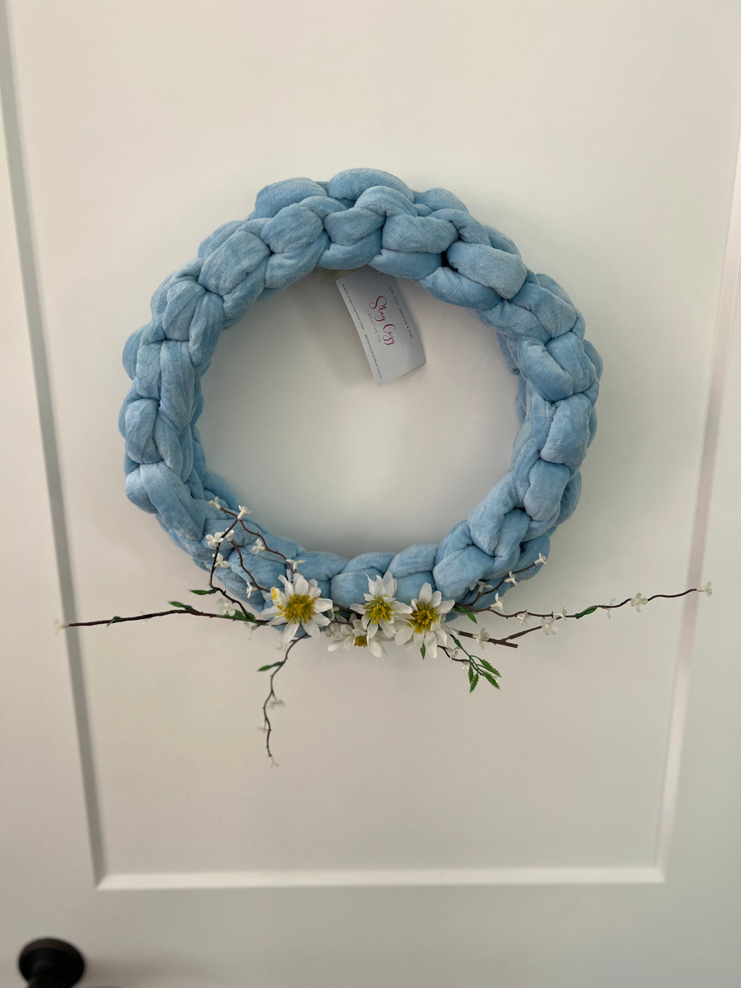 Sky Blue Wreath, Velvet, 14”
