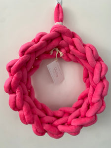 Velvet Pink Flamingo Wreath, 14”